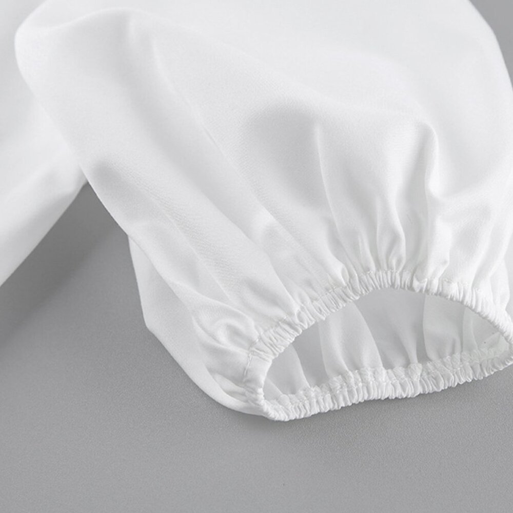 Tied Button Up Puff Sleeve Shirt - Picture 8 of 8